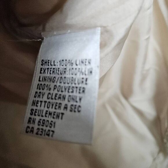 Talbots Irish Linen Cream Natural Tan Pants Suit Size 10/12 - Picture 3 of 8